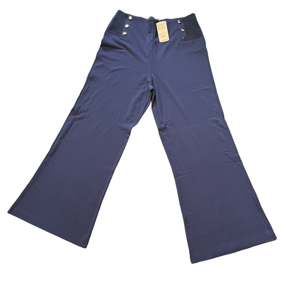 SUSANNE BETRO NWT BUTTON DETAIL HIGH WAISTER LEGGING PANT BLUE SIZE L - Picture 4 of 14